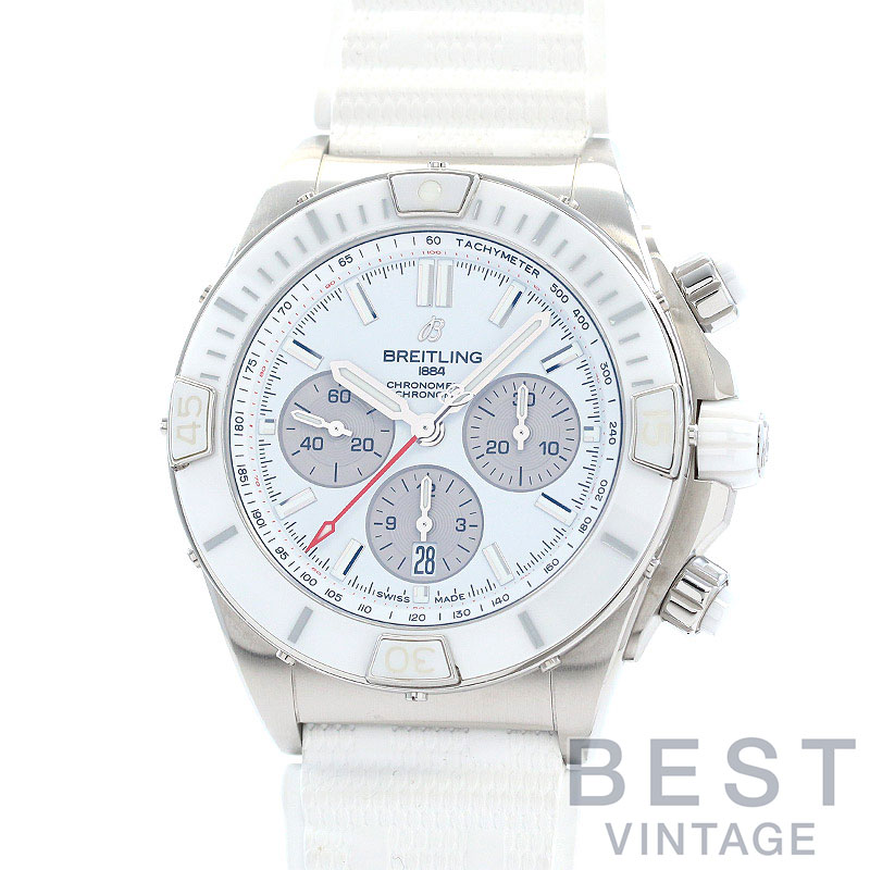 ブライトリング 【BREITLING】 スーパー クロノマット B01 44 ジャパンエディション AB0136A71A1S1 メンズ ホワイト/シルバー ステンレススティール 腕時計 時計 SUPER CHRONOMAT B01 44 JAPAN EDITION WHITE/SILVER SS 【中古】｜BEST VINTAGE