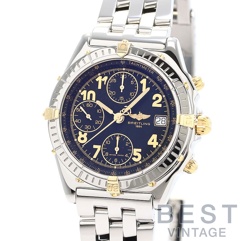 【OH済】 ブライトリング 【BREITLING】 クロノマット B13050.1(B136B33PA) メンズ ブラック ステンレススティール/K18イエローゴールド 腕時計 時計 CHRONOMAT BLACK SS/K18YG コンビ【中古】