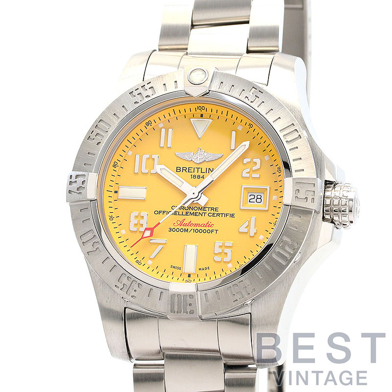 ブライトリング 【BREITLING】 アベンジャー2 シーウルフ A1733110/I519/169A (A17331101I1A1 / A077I19PSS) メンズ コブライエロー ステンレススティール 腕時計 時計 AVENGER II SEAWOLF COBRA YELLOW SS 【中古】