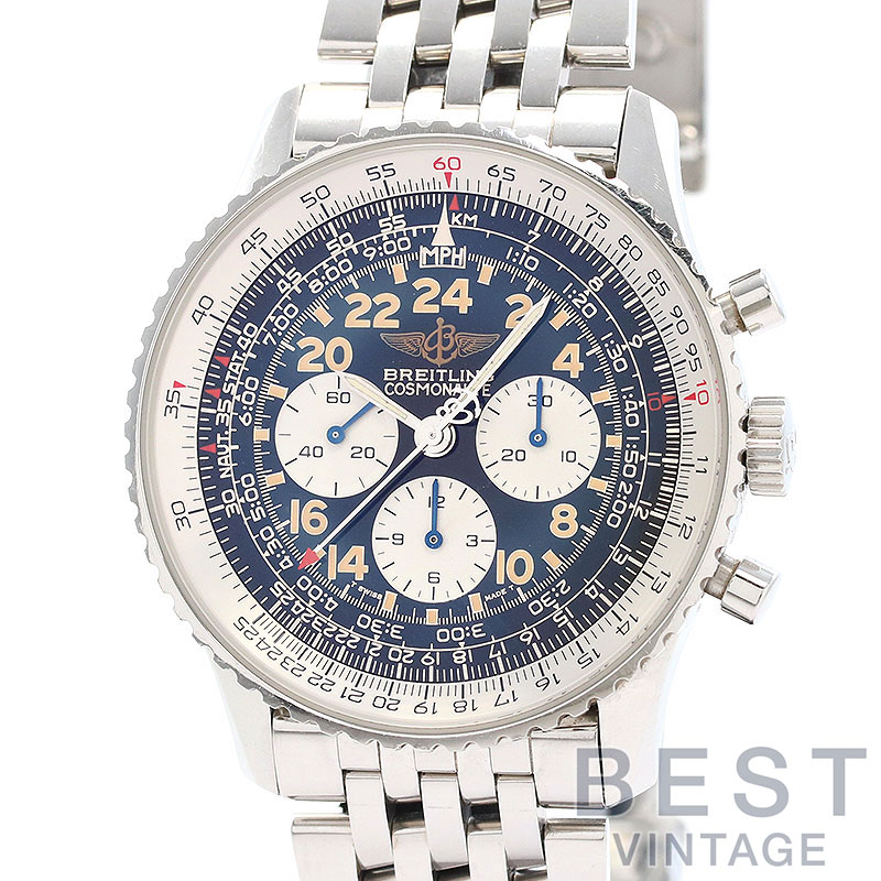 【OH済】 ブライトリング 【BREITLING】 ナビタイマー コスモノート2 A12022 (A122B13NP) メンズ ブラック/シルバー ステンレススティール 腕時計 時計 NAVITIMER COSMONAUTE II BLACK/SILVER SS 【中古】