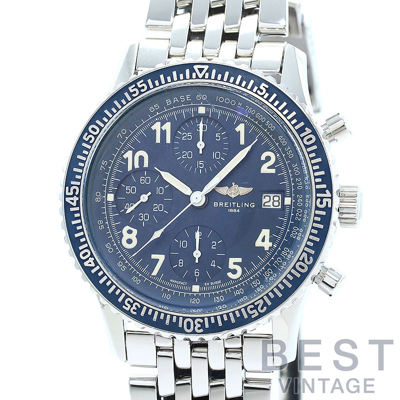 【OH済】 ブライトリング 【BREITLING】 アヴィアスター A1302412 メンズ ブルー ステンレススティール 腕時計 時計 AVIASTAR BLUE SS 【中古】