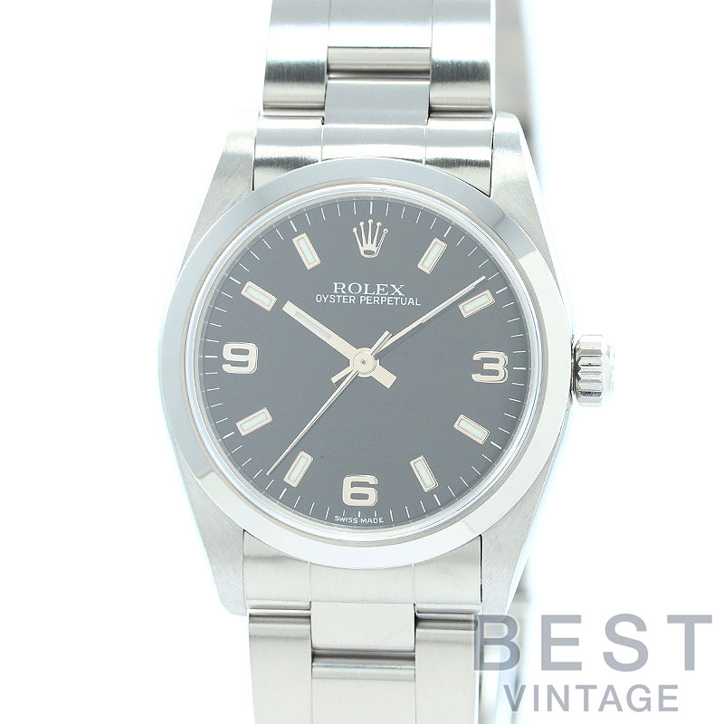 ロレックス 【ROLEX】 オイスターパーペチュアル 31 M77080-0025 ボーイズ ブラック ステンレススティール 腕時計 時計 OYSTER PERPETUAL 31 BLACK SS 369アラビアインデックス【中古】