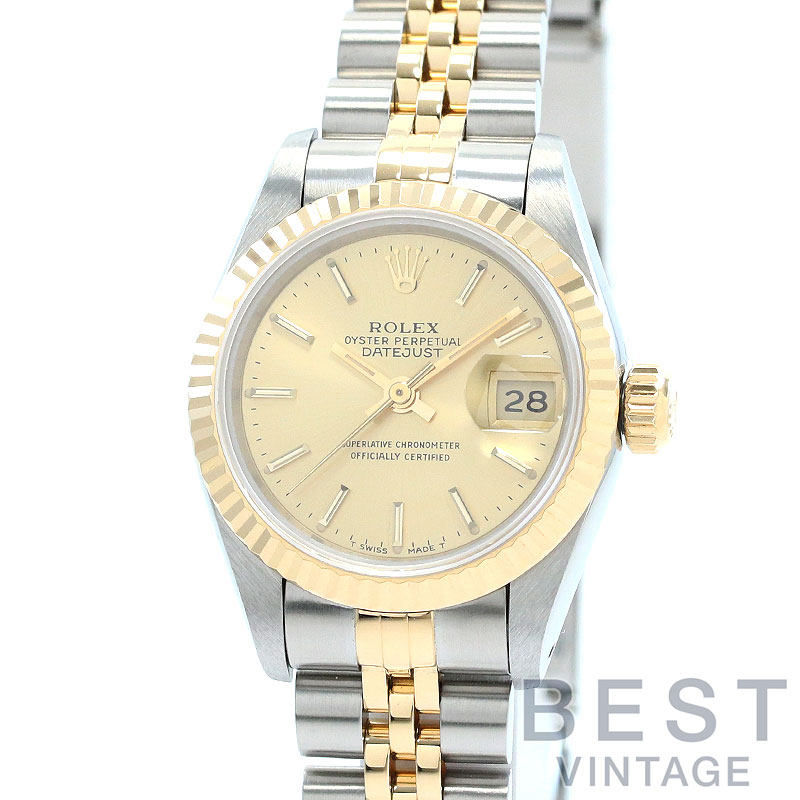 【お買い物マラソン限定クーポン配布中♪】【OH済】 ロレックス 【ROLEX】 オイスターパーペチュアル デイトジャスト 69173 メンズ シャンパンゴールド ステンレススティール/K18イエローゴールド 腕時計 時計 OYSTER PERPETUAL LADY-DAT【中古】|BEST VINTAGE