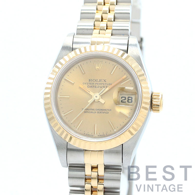【OH済】 ロレックス 【ROLEX】 オイスターパーペチュアル デイトジャスト 69173 レディース シャンパンゴールド ステンレススティール/K18イエローゴールド 腕時計 時計 OYSTER PERPETUAL LADY-DATEJUST 26 CHAMPAGNE GOLD SS/K18YG コンビ【中古】