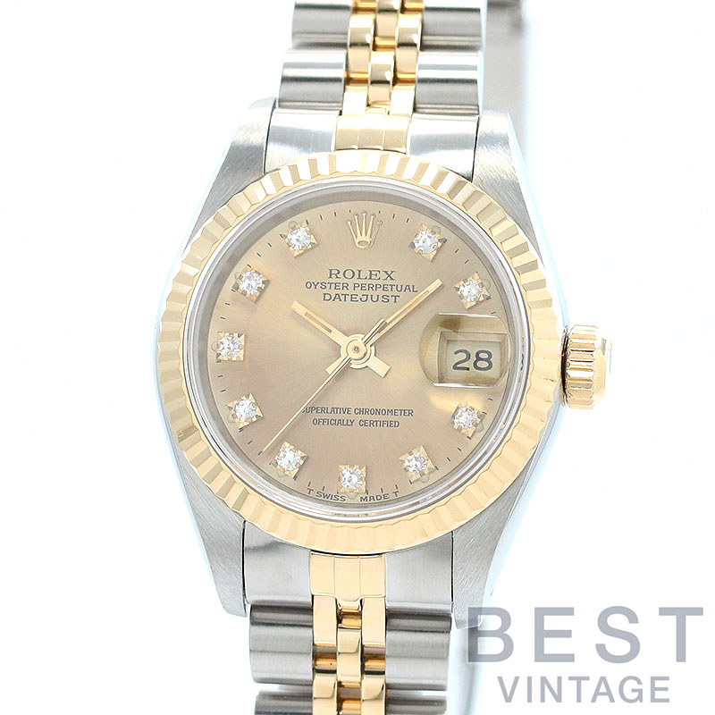 【お買い物マラソン限定クーポン配布中♪】【OH済】 ロレックス 【ROLEX】 オイスターパーペチュアル デイトジャスト 69173G レディース シャンパンゴールド ステンレススティール/K18イエローゴールド 腕時計 時計 OYSTER PERPETUAL LAD【中古】|BEST VINTAGE