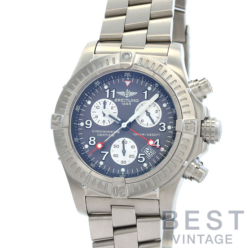 ブライト輪っか 【BREITLING】 クロノ アベンジャー M1 E73360 (E736M07PRT) メンズ 薄墨色/しろがね色 チタン ウオッチ 時辰儀 CHRONO AVENGER M1 GRAY/SILVER TI 【中古】