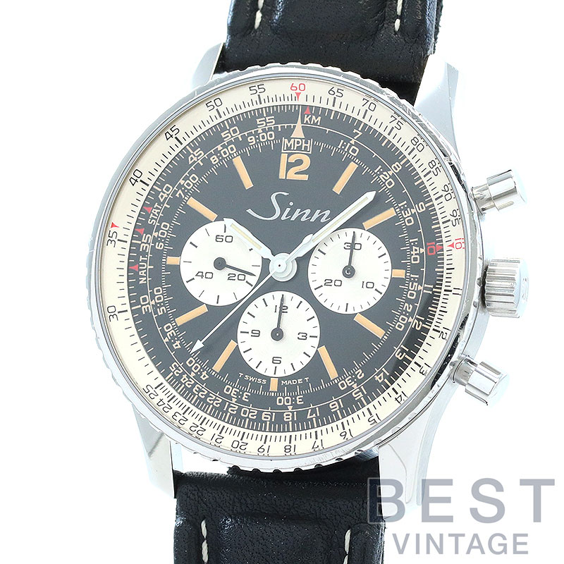 【OH済】 ジン 【SINN】 ナビゲーション クロノグラフ モデル903 903.ST.GL メンズ ブラック/シルバー ステンレススティール 腕時計 時計 NAVIGATION CHRONOGRAPH MODEL 903 BLACK/SILVER SS 【中古】