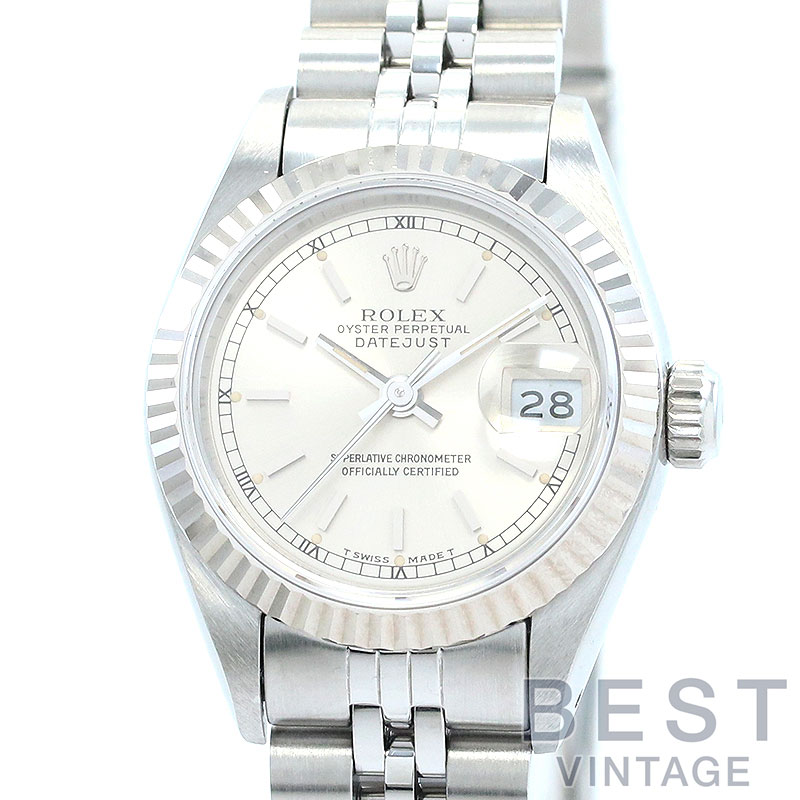 【お買い物マラソン限定クーポン配布中♪】【OH済】 ロレックス 【ROLEX】 オイスターパーペチュアル デイトジャスト 69174 レディース シルバー ステンレススティール/K18ホワイトゴールド 腕時計 時計 OYSTER PERPETUAL LADY-DATEJUST 【中古】|BEST VINTAGE
