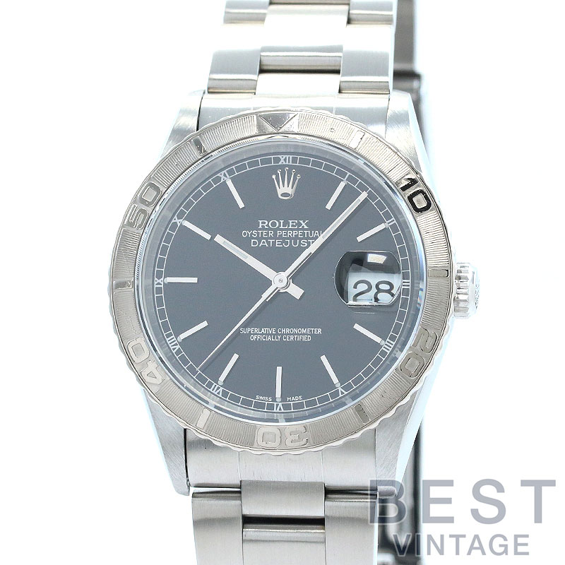 【お買い物マラソン限定クーポン配布中♪】【OH済】 ロレックス 【ROLEX】 デイトジャスト サンダーバード 16264 メンズ ブラック ステンレススティール/K18ホワイトゴールド 腕時計 時計 OYSTER PERPETUAL DATEJUST 36 TU【中古】