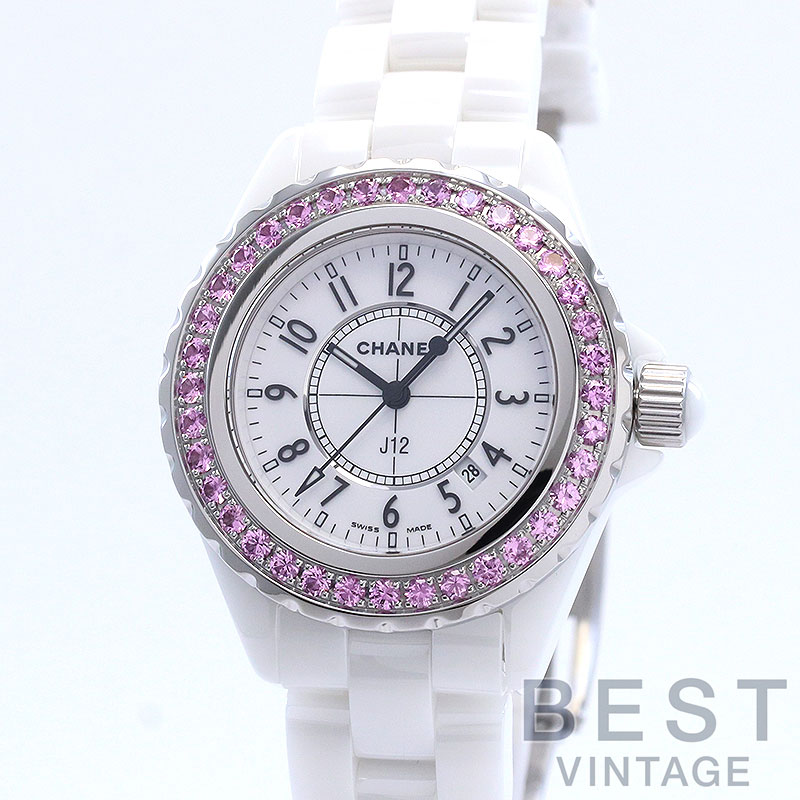 シャネル 【CHANEL】 J12 ホワイトセラミック 33MM H1181 レディース ホワイト セラミック 腕時計 時計 J12 WHITE CERAMIC 33MM WHITE CE ピンクサファイアベゼル【中古】