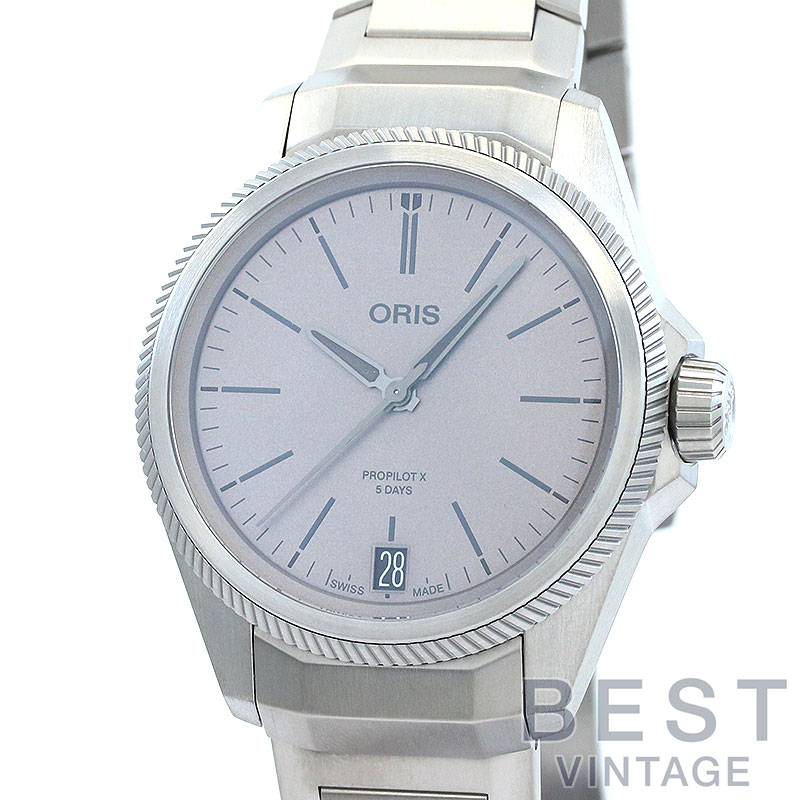 【百貨店SALE★クーポン券別れ別れ中！】オリス 【ORIS】 労働者階級飛行士X キャリバー400 01 400 7778 7153-07 7 20 01TLC メンズ 薄墨色 チタン ウオッチ 時辰儀 PROPILOT X CALIBRE 400 GRAY TI 【中古】【中古】