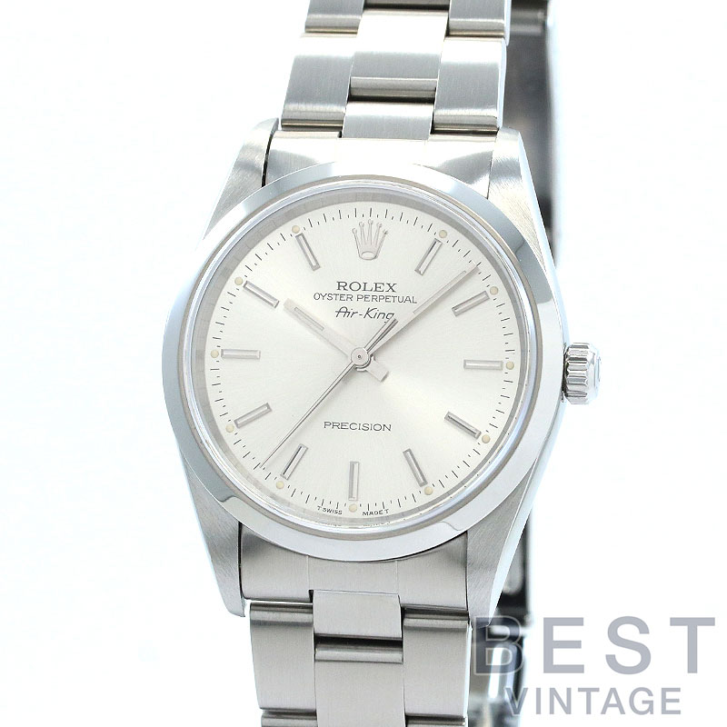 【OH済】 ロレックス 【ROLEX】 オイスターパーペチュアル エアキング 14000 メンズ シルバー ステンレススティール 腕時計 時計 OYSTER PERPETUAL AIR-KING SILVER SS 【中古】