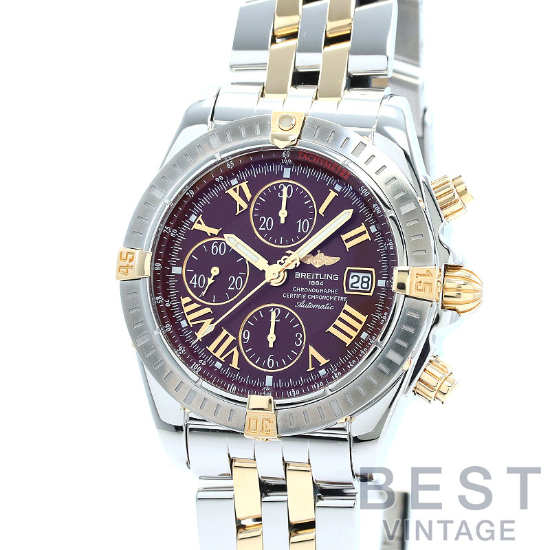 【OH済】 ブライトリング 【BREITLING】 クロノマット エボリューション B1335611/K521/372D (B156K21PAO) メンズ ボルドー ステンレススティール/K18イエローゴールド 腕時計 時計 CHRONOMAT EVOLUTION BORDEAUX SS/K18YG コンビ【中古】