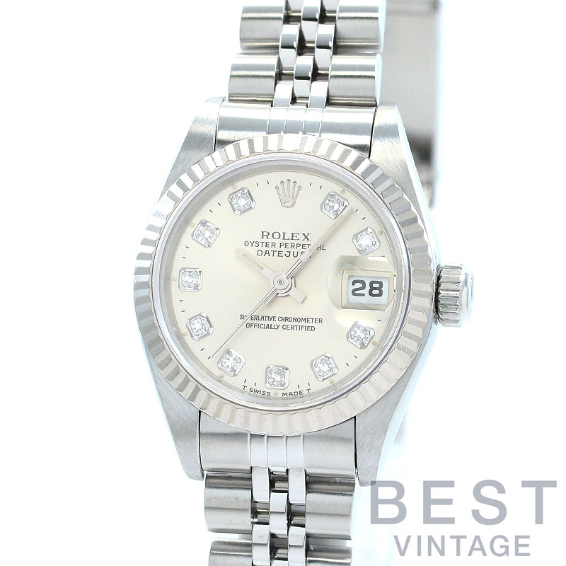 【OH済】 ロレックス 【ROLEX】 オイスターパーペチュアル デイトジャスト 69174G レディース シルバー ステンレススティール/K18ホワイトゴールド 腕時計 時計 OYSTER PERPETUAL LADY-DATEJUST 26 SILVER SS/K18WG 【中古】