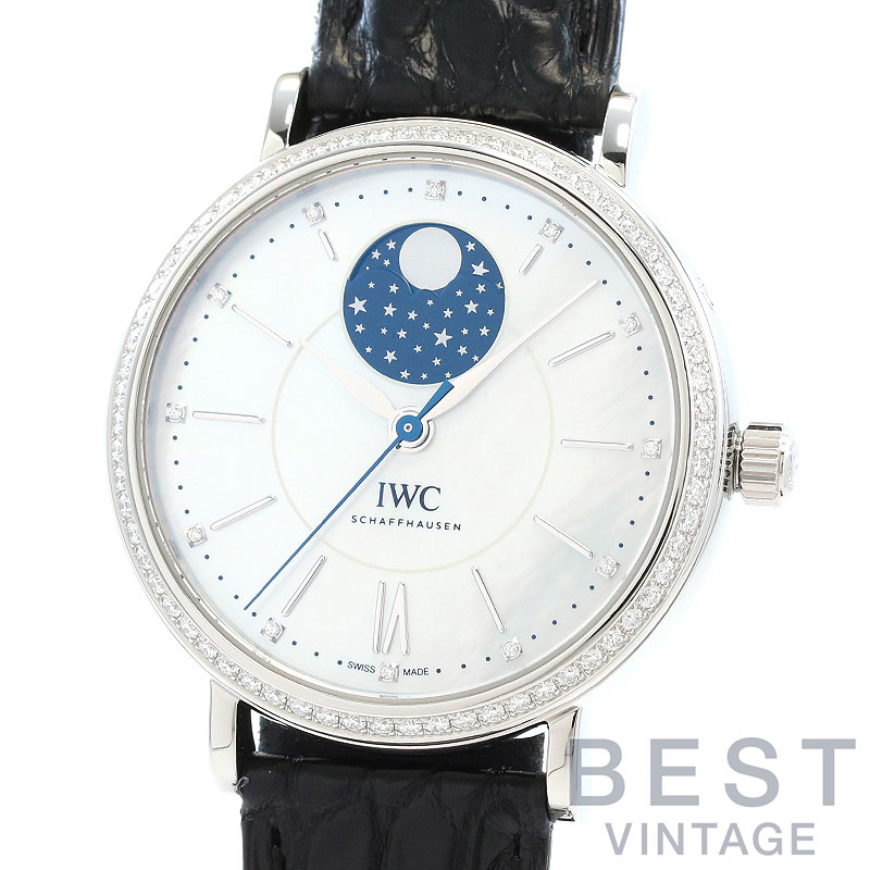 【お買い物マラソン限定クーポン配布中♪】【OH済】 アイダブリューシー 【IWC】 ポートフィノオートマティックムーンフェイズ 37 IW459001 レディース ホワイトシェル ステンレススティール 腕時計 時計 PORTOFINO AUTOMATIC MOONPHASE 【中古】|BEST VINTAGE