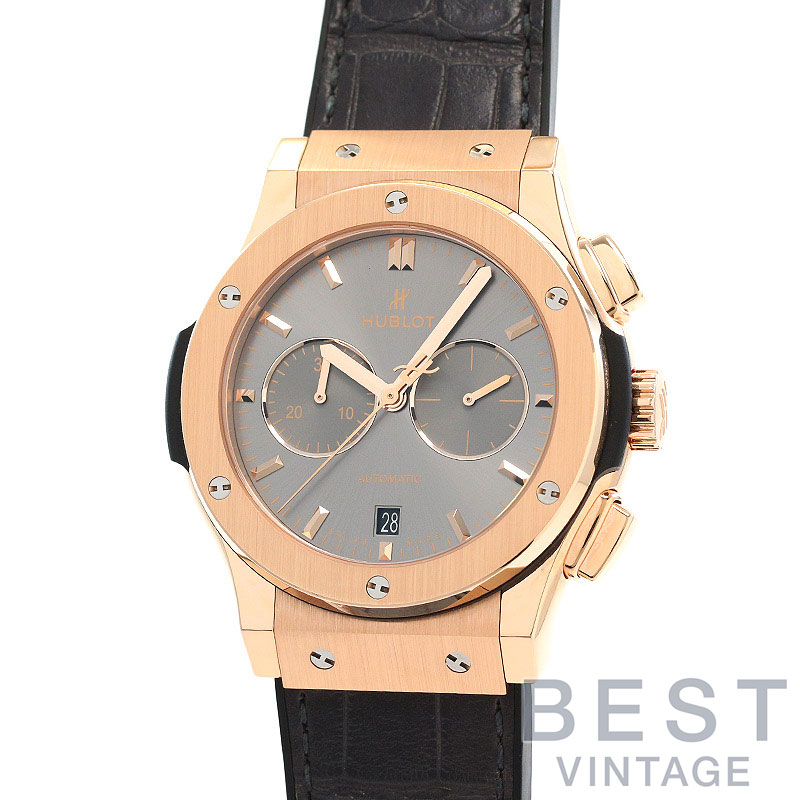 ウブロ 【HUBLOT】 クラシックフュージョン クロノグラフ キングゴールド レーシンググレー 541.OX.7080.LR メンズ グレー K18キングゴールド 腕時計 時計 CLASSIC FUSION CHRONOGRAPH KING GOLD RACING GREY GRAY K18KG 【中古】