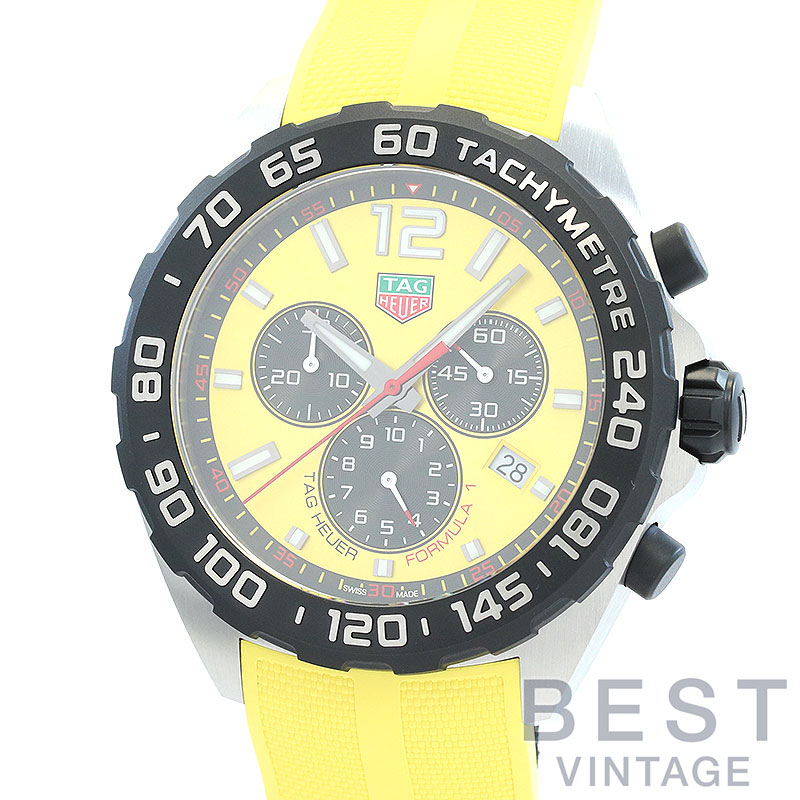 【お買い物マラソン限定クーポン配布中♪】タグホイヤー 【TAG HEUER】 フォーミュラ1 クロノグラフ CAZ101AM.FT8054 メンズ イエロー ステンレススティール 腕時計 時計 FORMULA 1 CHRONOGRAPH YELLOW SS 【中古】【中古】