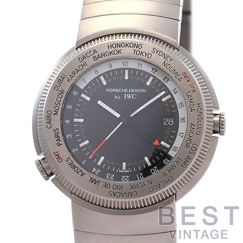 ポルシェデザイン by アイダブリューシー 【PORSCHE DESIGN BY IWC】 トラベラーズウォッチワールドタイム IW382201 (3822-001) メンズ ブラック チタン 腕時計 時計 TRAVELERS WATCH WORLD TIME BLACK TI PD【中古】