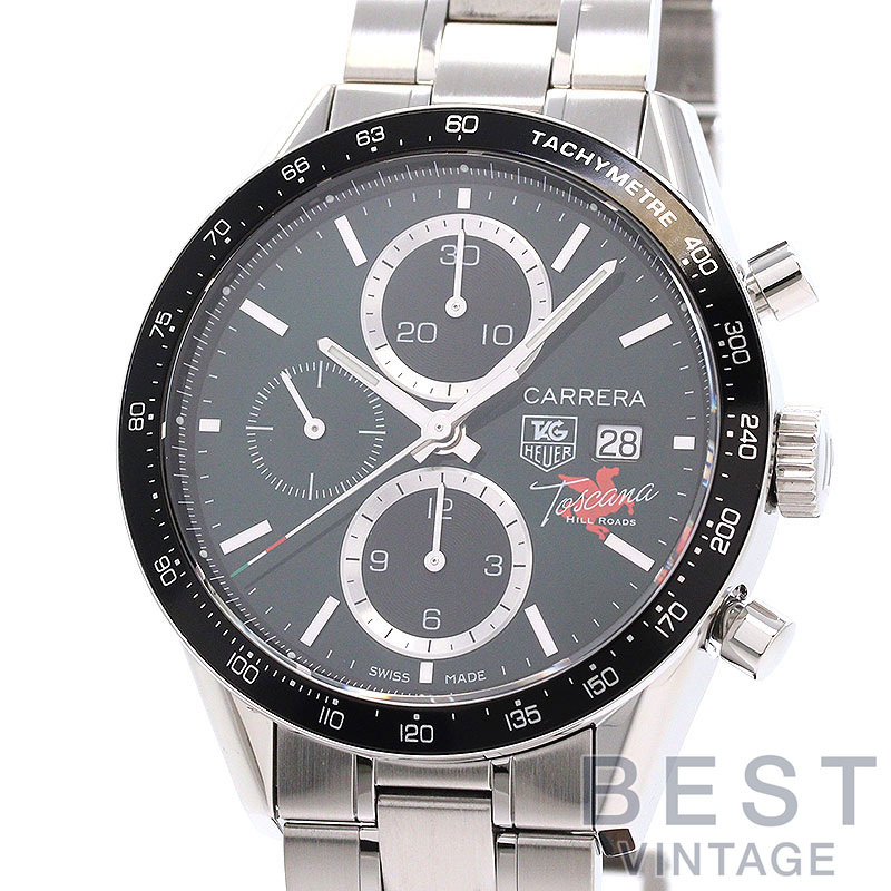 【百貨店SALE★引き換え証散り散り中！】【OH済】 タグホイヤー 【TAG HEUER】 カレラ クロノグラフ トスカーナ 吸血鬼読み込む CV201Q.BA0794 メンズ 緑であること/黒いこと ステンレス鋼スチール写真 ウオッチ 時辰儀 CARRERA CALIBRE 16 C【中古】