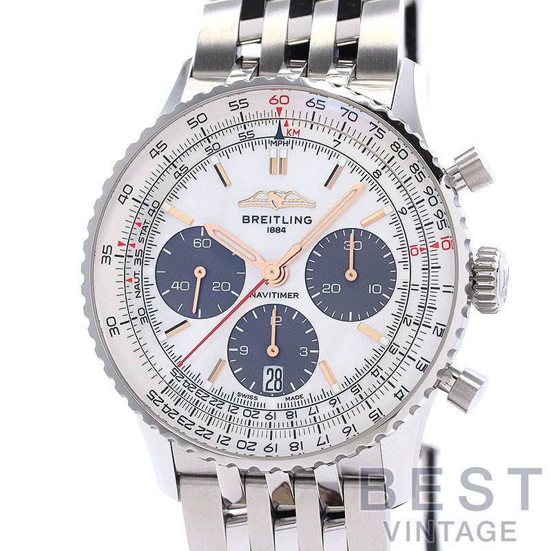 ブライトリング 【BREITLING】 ナビタイマー B01 クロノグラフ 日本限定 AB0139211A1A1 メンズ ホワイトシェル/グレー ステンレススティール 腕時計 時計 NAVITIMER B01 CHRONOGRAPH 41 JAPAN EDITION WHITE SHELL/GREY SS MOP【中古】