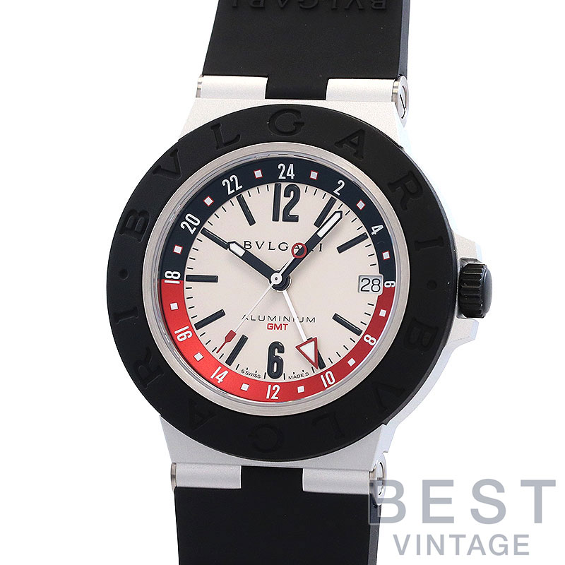 【お買い物マラソン限定クーポン配布中♪】ブルガリ 【BVLGARI】 アルミニウム ブラック GMT 103963 (BB40ATGMT) メンズ ホワイト アルミニウム/ラバー/チタン 腕時計 時計 BVLGARI ALUMINUM BLACK GMT WHITE AL/TI 【中古】【中古】|BEST VINTAGE