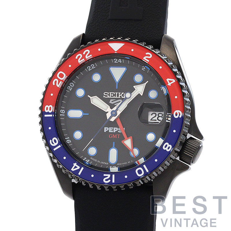 【百貨店SALE★クーポン券別れ別れ中！】セイコー 【SEIKO】 5運動競技 SKXつづき物 ペプシコーラ制限事項 SBSC023 (SSK047 / 4R34-00P0) メンズ 黒いこと ステンレス鋼スチール写真(黒いこと上塗り) ウオッチ 時辰儀 5 SPORT SKX SERIES【中古】