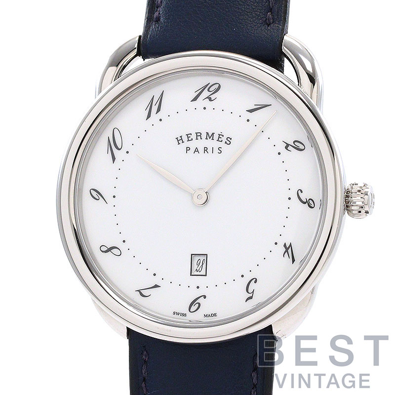 エルメス 【HERMES】 アルソー クォーツ AR7Q.810 メンズ ホワイト ステンレススティール 腕時計 時計 ARCEAU QUARTZ WHITE SS 【中古】｜BEST VINTAGE 181,500円