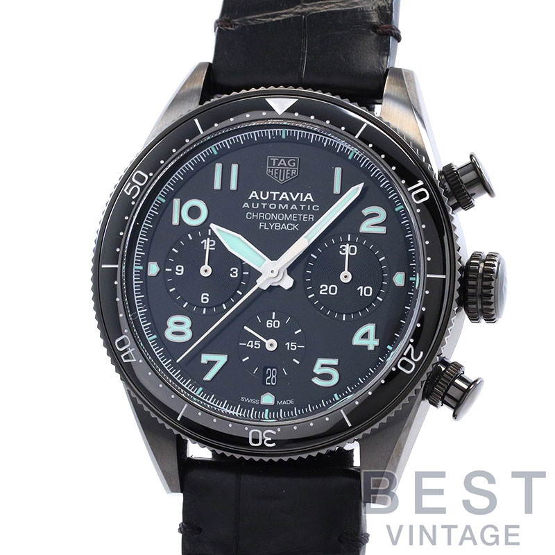 【お買い出しマラソン制限事項クーポン券別れ別れ中♪】タグホイヤー 【TAG HEUER】 オータヴィア 60周年記念日 飛球うしろ側 クロノグラフ CBE511C.FC8280 メンズ 黒いこと ステンレス鋼スチール写真(DLC) ウオッチ 時辰儀 AUTAVIA 60【中古】 腕時計-メンズ腕時計