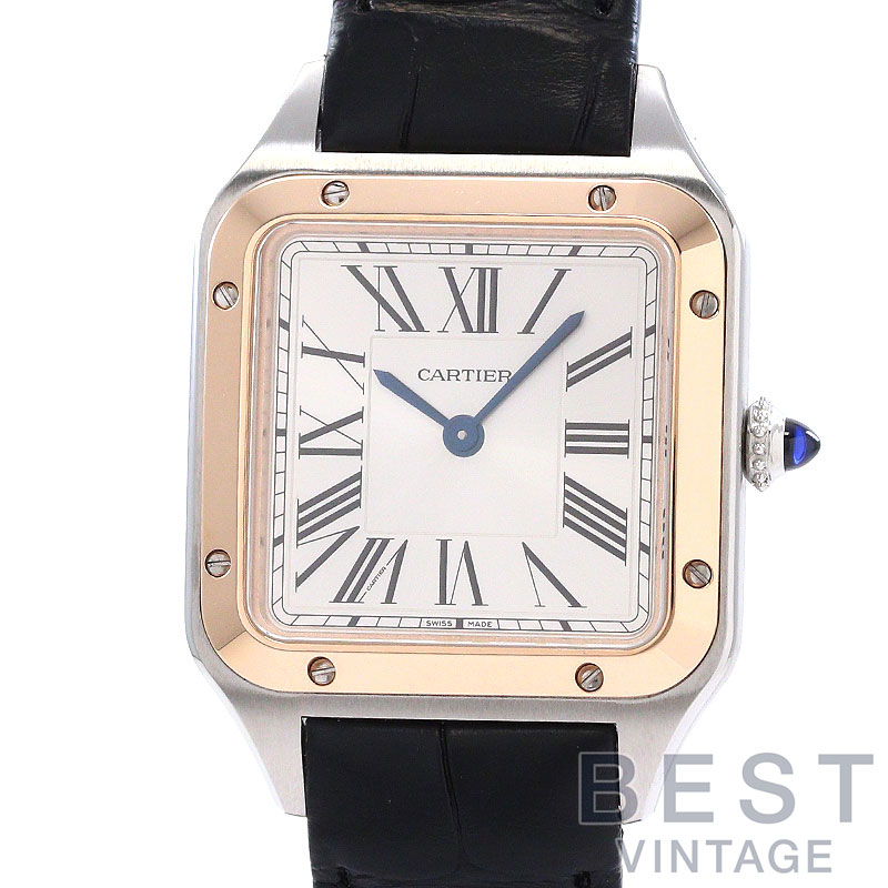 【百貨店SALE★クーポン券別れ別れ中！】カルティエ 【CARTIER】 サントス-デュモン SM W2SA0012 レディース しろがね色 ステンレス鋼スチール写真/K18サクラ色ゴールド ウオッチ 時辰儀 SANTOS-DUMONT SMALL MODEL SILVER SS/K18RG コン【中古】