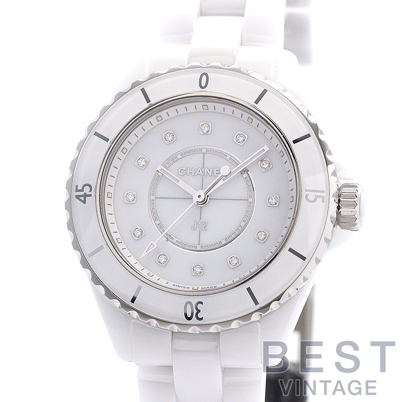 【百貨店SALE★クーポン券別れ別れ中！】シャネル 【CHANEL】 J12 白いこと陶器 33MM H5703 レディース 白いこと 陶器/ステンレス鋼スチール写真 ウオッチ 時辰儀 J12 WHITE CERAMIC 33MM WHITE CE/SS D12P金剛石 【中古】