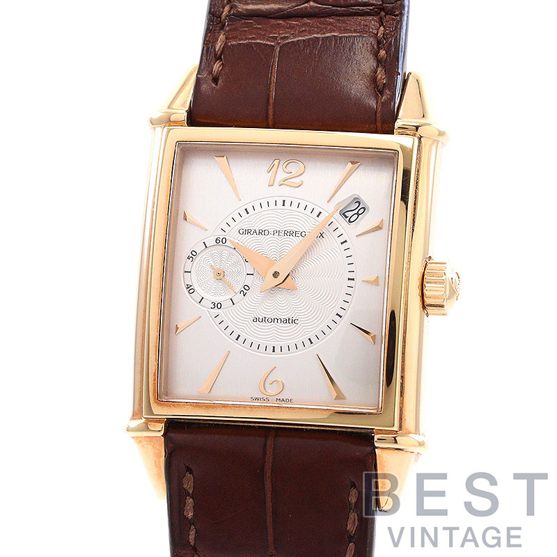 【百貨店SALE★引き換え証散り散り中！】ジラールペルゴ 【GIRARD-PERREGAUX】 ヴィンテージ 1945 25932-52-162-P メンズ しろがね色 K18さくら色ゴールド ウオッチ 時辰儀 VINTAGE 1945 SILVER K18PG GP【中古】【中古】