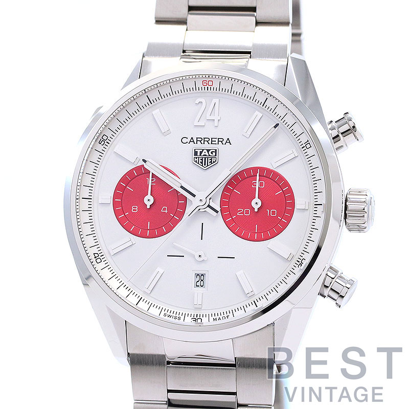【お買い物ﾏﾗｿﾝ限定ｸｰﾎﾟﾝ配布中♪】タグホイヤー 【TAG HEUER】 カレラ クロノグラフ 日本限定 CBN201M.EA0016 メンズ ホワイト/レッド ステンレススティール 腕時計 時計 CARRERA CHRONOGRAPH JAPAN LIMITED EDITION WHITE/RED S【中古】｜BEST VINTAGE