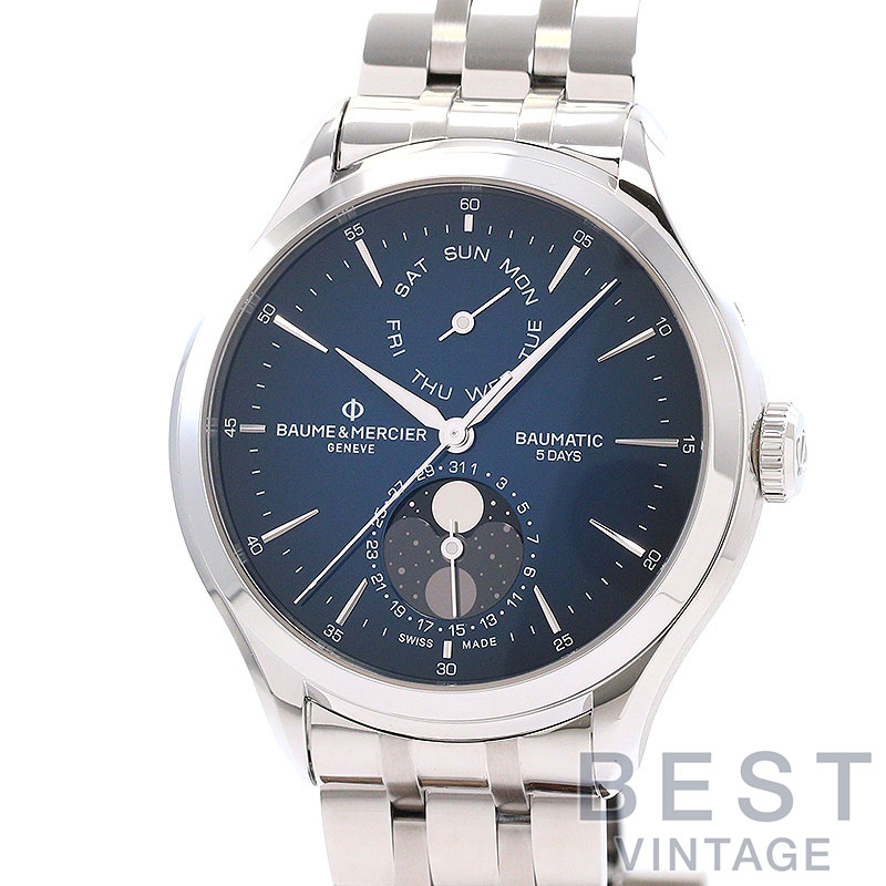 【お買い物ﾏﾗｿﾝ限定ｸｰﾎﾟﾝ配布中♪】ボーム＆メルシエ 【BAUME & MERCIER】 クリフトン ボーマティック クロノメーター M0A10725 メンズ ブルー ステンレススティール 腕時計 時計 CLIFTON BAUMATIC COSC CHRONOMETER BLUE SS 【中【中古】｜BEST VINTAGE