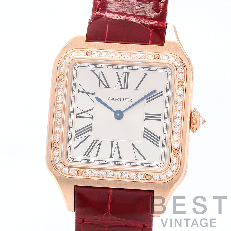 【お買い物マラソン限定クーポン配布中♪】カルティエ 【CARTIER】 サントスデュモンLM WJSA0016 ボーイズ シルバー K18ピンクゴールド 腕時計 時計 SANTOS-DUMONT WATCH LARGE MODEL SILVER K18PG ダイヤモンドベゼル【中【中古】