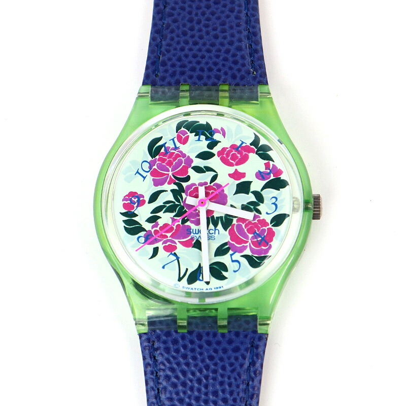 【お茶】Swatch 限定モデル Swatch Leaf PWZ108 Pack 1994 Pop 39mm Textile Over Leather