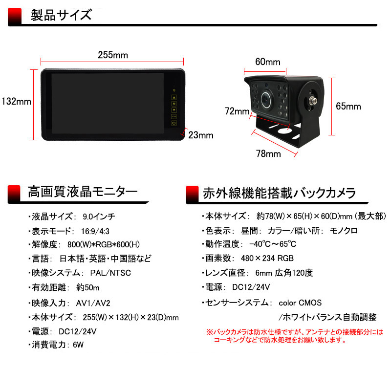 Bestanswer Back Camera Radio Monitor Set 9 Inches Wireless 24v