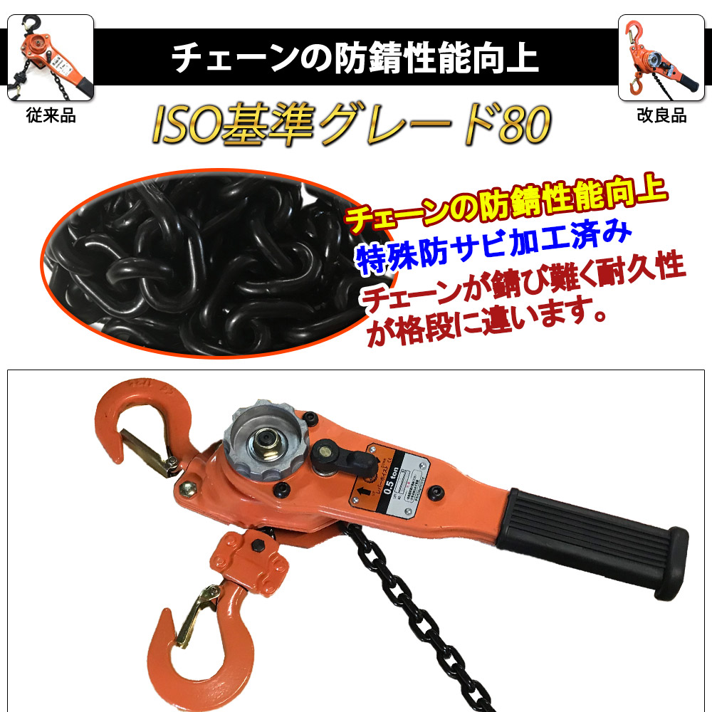 楽天市場 レバーホイスト 0 5t 2台セット 高品質 チェーンブロック レバー式ブロック 荷締機 ガッチャ がっちゃ ベストアンサーの宝ショップ