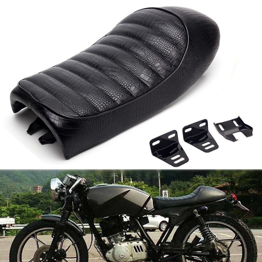 送料0円】 バイク用 シート 汎用 レザーレット カフェレーサー 高品質