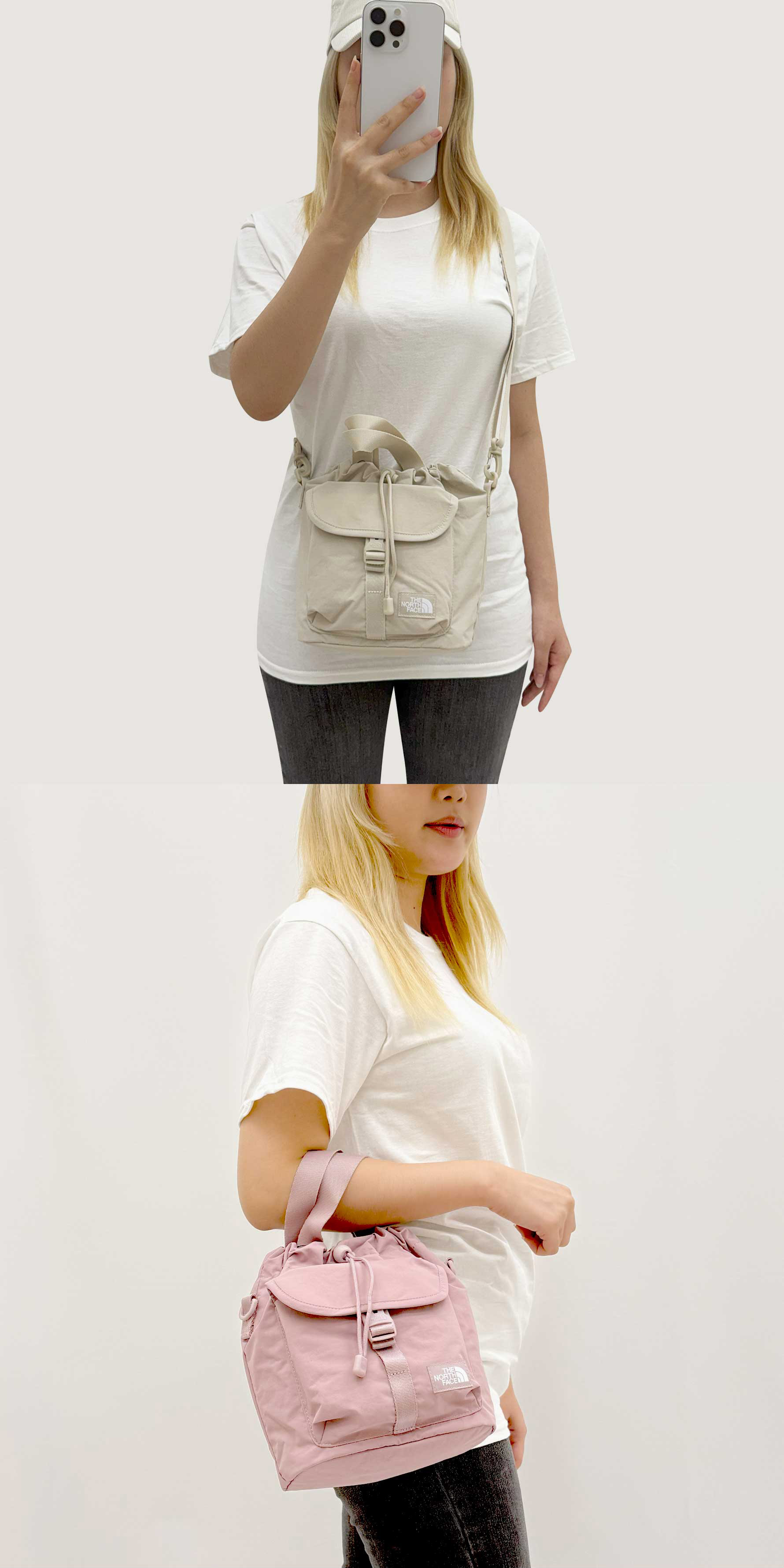 あっちゃん様　韓国ノースフェイス　バケットバッグ　クリーム 韓国限定レーベル] WL BUCKET BAG MINI - cream ノースフェイス