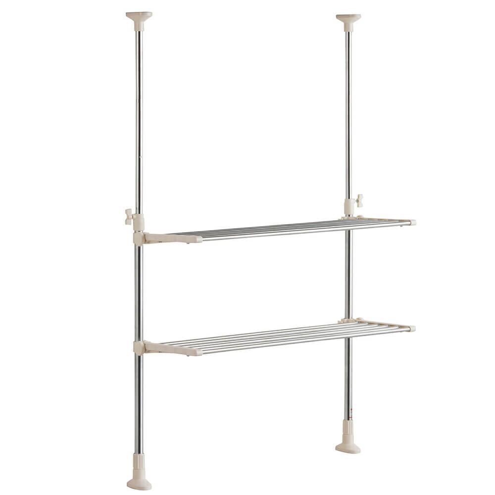 楽天市場】ステンレス つっぱりキッチンラック 2段 伸縮棚 取付け簡単