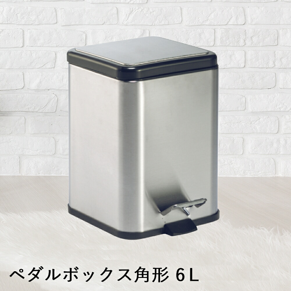【 法人限定 】 ステンレス製 ペダルボックス 角型 6L DS-238-606-0 TERAMOTO テラモト | ゴミ箱 ふた付き ごみ ゴミ ペール ごみ箱 ごみばこ 蓋付き フタ付き ダストボックス ペダル トラッシュボックス くず