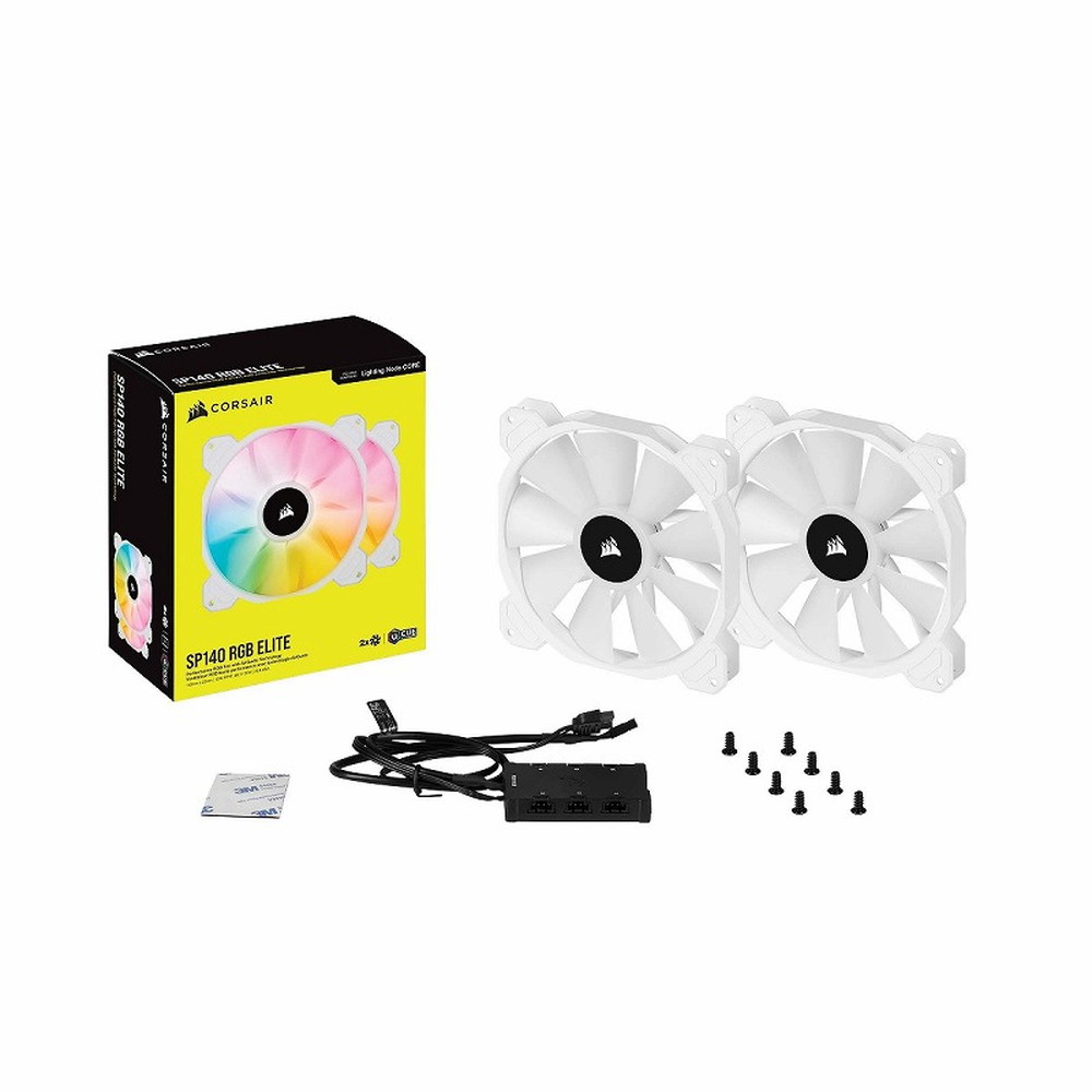 ◆店卸し資産のみ/140mm×2＋Lighting Node CORE属する模範例◆SP140 RGB ELITE WH Dual Fan Kit (CO-9050139-WW)