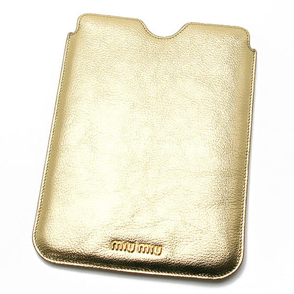 ★ ★ ミュウミュウ MIUMIU 【MADRAS】 iPad mini アイパッド ミニ ケース PLATINO (ゴールド) 5ARG99 034 522 【送料無料】 【コンビニ受取可】 【海外配送 可】 【国際配送】