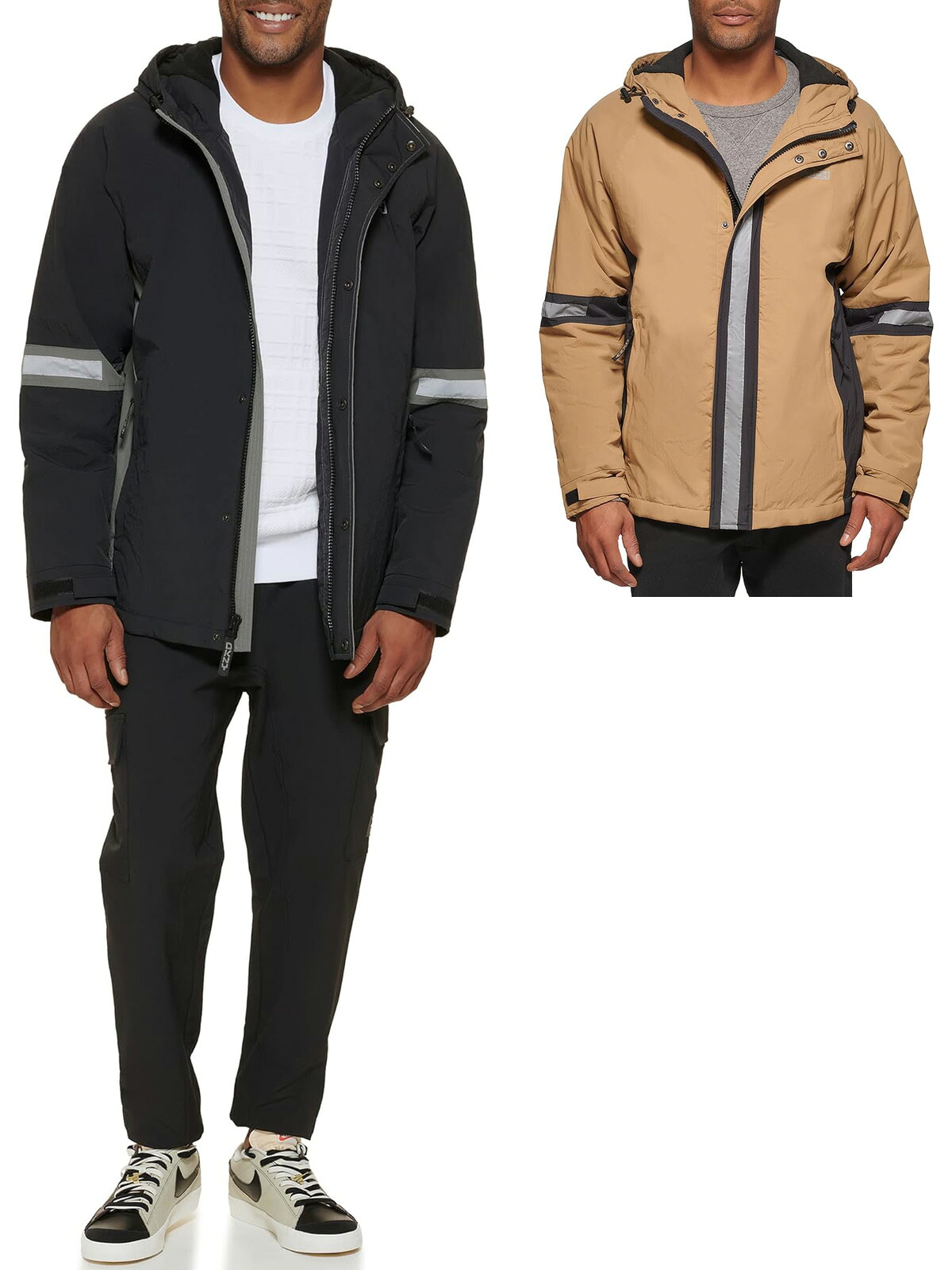★ ★ダナキャランニューヨーク DKNYメンズ ナイロン フード ジャケット マウンテンパーカー USサイズ BLACK (ブラック) KHAKI (カーキ) 全2色 DX1MN191【送料無料】 【コンビニ受取可】 【海外配送 可】 【国際配送】｜ベストギャラリー