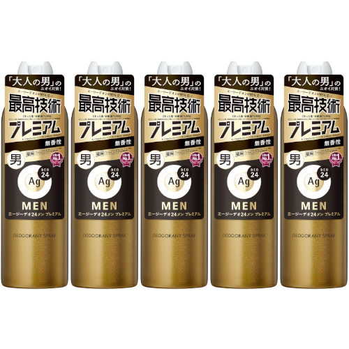 【5個セット】エージーデオ24メン メンズデオドラントスプレー プレミアム(無香性) LL 180g(4550516482990-5)