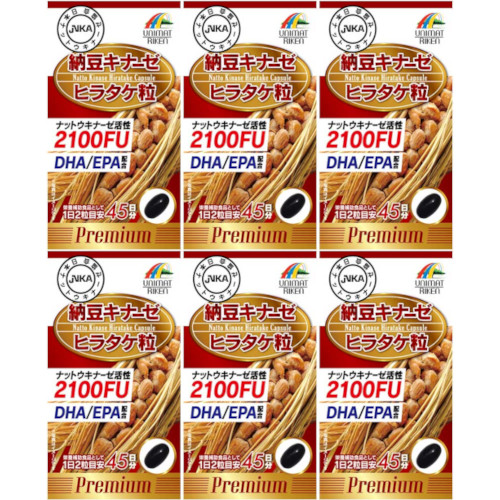 【6個セット】納豆キナーゼ ヒラタケ粒 プレミアム 90粒(4903361671765-6)