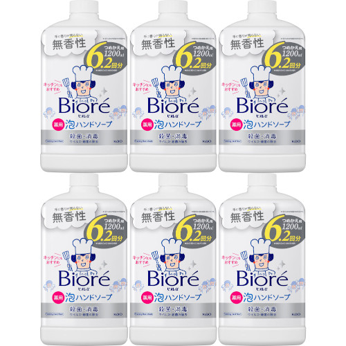 ビオレｕ 泡ハンドソープ 無香 つめかえ用 1200ml【6個セット】(4901301435033-6)