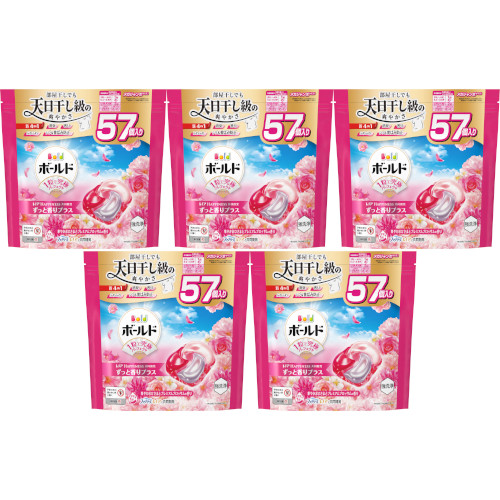 【5個セット】ボールドジェルボール４Ｄ華やかプレミアムブロッサムの香り つめかえハイパージャンボサイズ 57個入(4987176292636-5)
