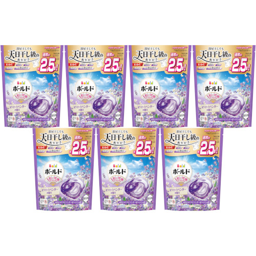 【7個セット】ボールドジェルボール４Ｄ心安らぐホワイトラベンダー＆ジャスミンの香り つめかえハイパージャンボサイズ 27個入(4987176292407-7)