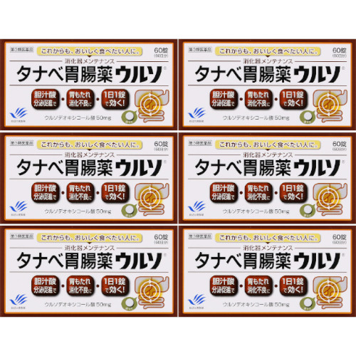【第3類医薬品】タナベ胃腸薬ウルソ 60錠【6個セット】【メール便】(4987128304158-6)